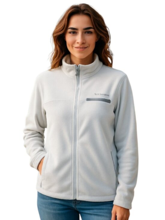 Columbia Jackets & Blazers - Columbia Woman's Medium Off-White Jacket Gray Trim Full Zip High Neck Pockets